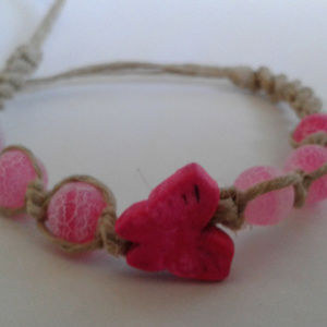 Pink Butterfly Hemp Bracelet
